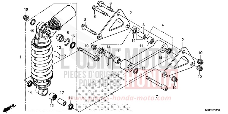 COUSSIN ARRIERE (CBR1000RA) von CBR1000RR "Fireblade" GRAND PRIX RED (R380) von 2019